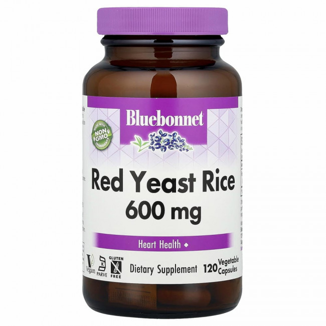 Bluebonnet Nutrition, красный ферментированный рис, 600 мг, 120 вегетарианских капсул Bluebonnet Nutrition, красный ферментированный рис, 600 мг, 120 вегетарианских капсул