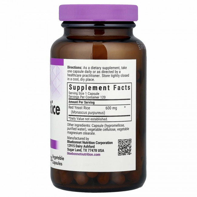 Bluebonnet Nutrition, красный ферментированный рис, 600 мг, 120 вегетарианских капсул Bluebonnet Nutrition, красный ферментированный рис, 600 мг, 120 вегетарианских капсул