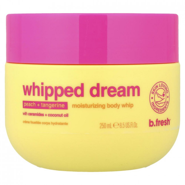 b.fresh, Whipped Dream, Увлажняющий крем для тела со вкусом персика и мандарина, 250 мл (8,5 жидких унций)