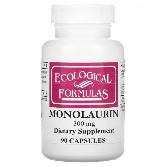 Ecological Formulas, Монолаурин, 300 мг, 90 капсул Ecological Formulas, Монолаурин, 300 мг, 90 капсул