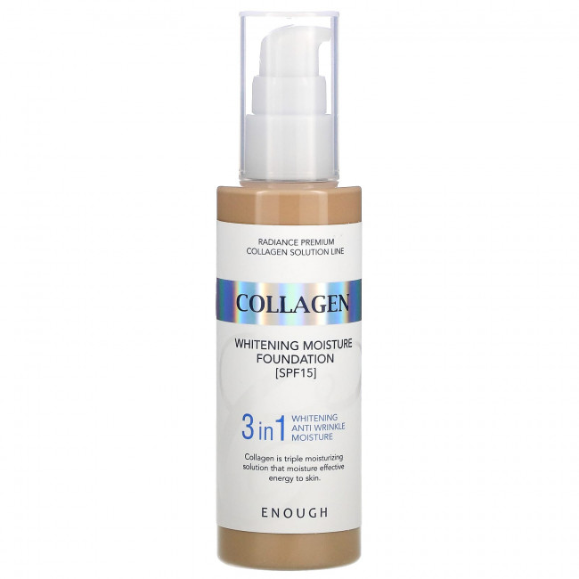 Enough, Collagen, отбеливающая увлажняющая основа, SPF 15, № 21, 100 мл (3,38 жидк. Унции) Enough, Collagen, отбеливающая увлажняющая основа, SPF 15, № 21, 100 мл (3,38 жидк. Унции)
