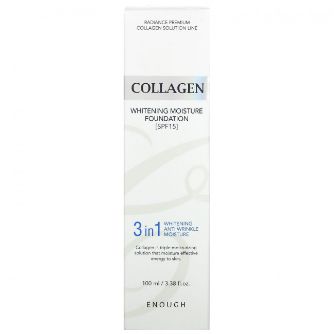 Enough, Collagen, отбеливающая увлажняющая основа, SPF 15, № 21, 100 мл (3,38 жидк. Унции) Enough, Collagen, отбеливающая увлажняющая основа, SPF 15, № 21, 100 мл (3,38 жидк. Унции)