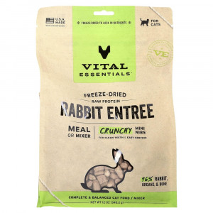Vital Essentials, сублимированный сырой белок, хрустящие мини-крупинки, для кошек, блюдо из кролика, 340,2 г (12 унций)