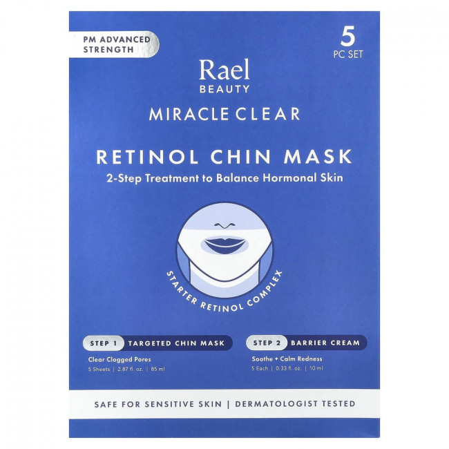 Rael, Miracle Clear, Ретиноловая маска для подбородка, Защитный крем, Набор из 10 предметов