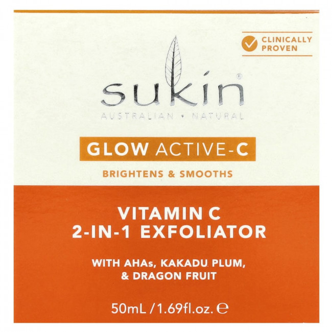 Sukin, Glow Active-C, отшелушивающее средство 2-в-1 с витамином С, 50 мл (1,69 жидких унций)