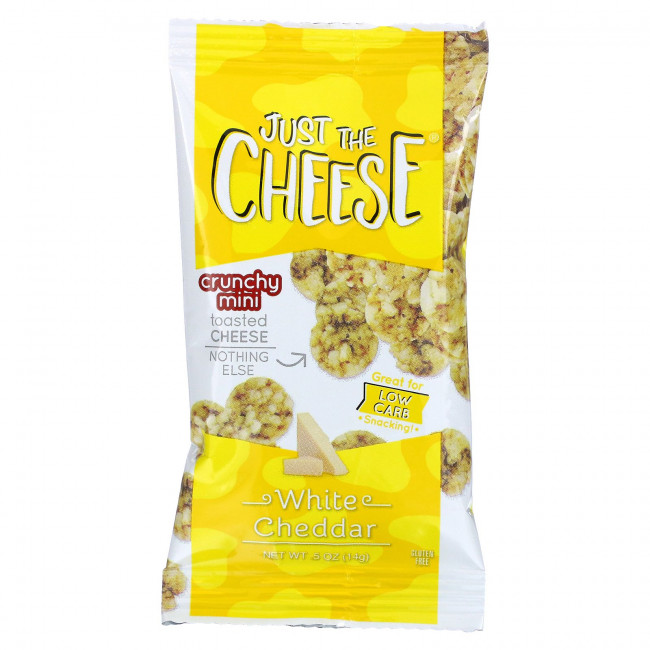 Just The Cheese, Хрустящий мини-тост с сыром, белый чеддер, 16 пакетиков по 14 г (0,5 унции)