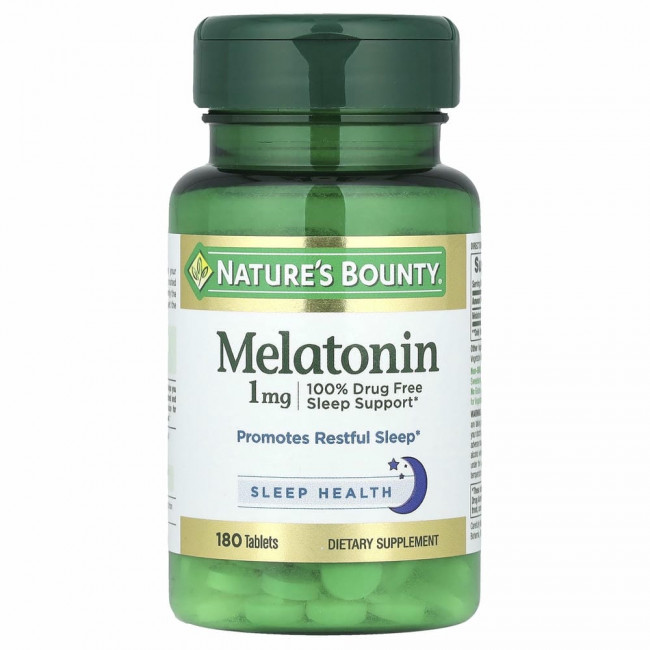 Nature's Bounty, Мелатонин, 1 мг, 180 таблеток Nature's Bounty, Мелатонин, 1 мг, 180 таблеток