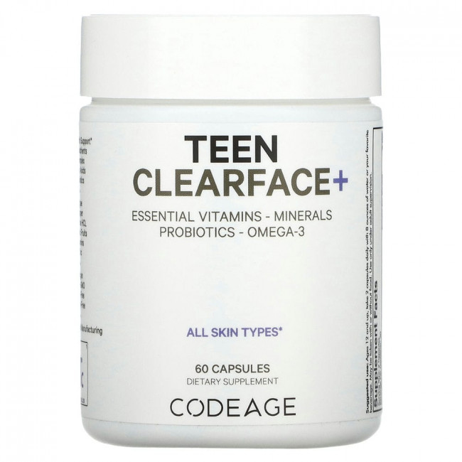 Codeage, Teen Clearface Vitamins, для всех типов кожи, 60 капсул
