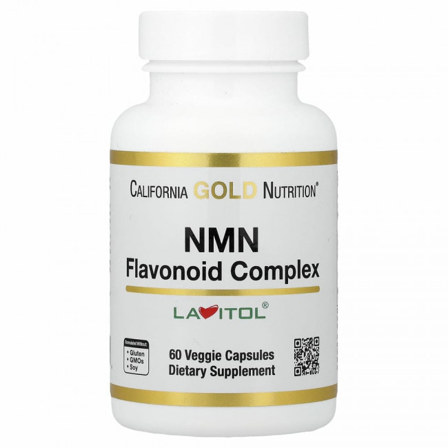 California Gold Nutrition, NMN, комплекс с флавоноидами, 60 растительных капсул California Gold Nutrition, NMN, комплекс с флавоноидами, 60 растительных капсул