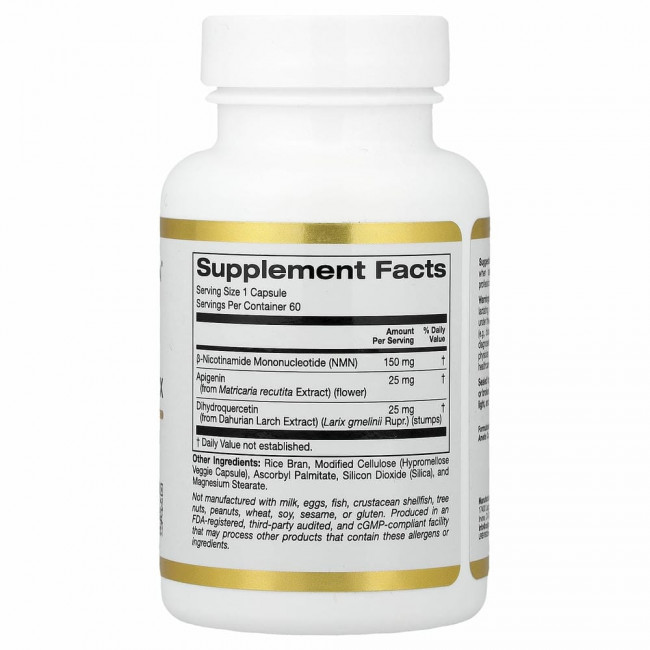 California Gold Nutrition, NMN, комплекс с флавоноидами, 60 растительных капсул California Gold Nutrition, NMN, комплекс с флавоноидами, 60 растительных капсул