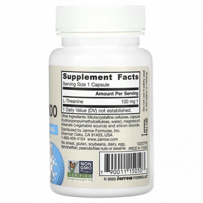 Jarrow Formulas, теанин 100, 100 мг, 60 вегетарианских капсул