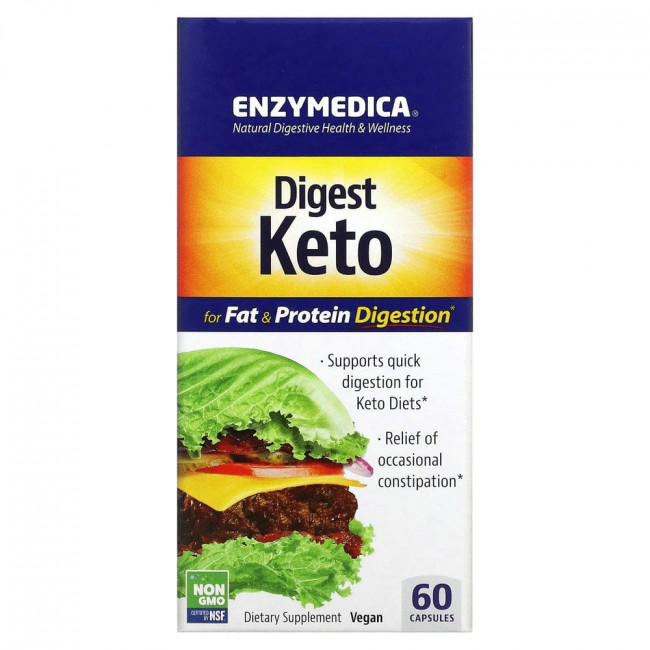 Enzymedica, Digest Keto, комплекс для кетодиеты, 60 капсул Enzymedica, Digest Keto, комплекс для кетодиеты, 60 капсул
