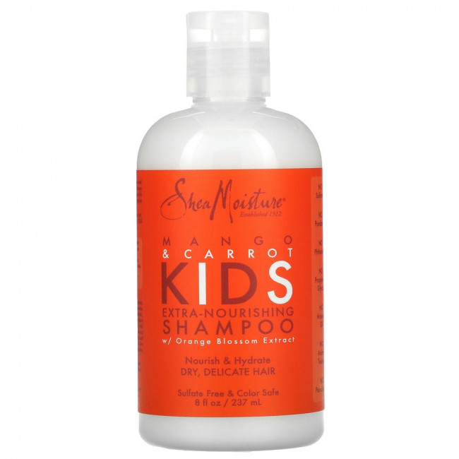 SheaMoisture, экстра-питательный шампунь для детей, манго и морковь, 237 мл (8 жидк. унций) SheaMoisture, экстра-питательный шампунь для детей, манго и морковь, 237 мл (8 жидк. унций)