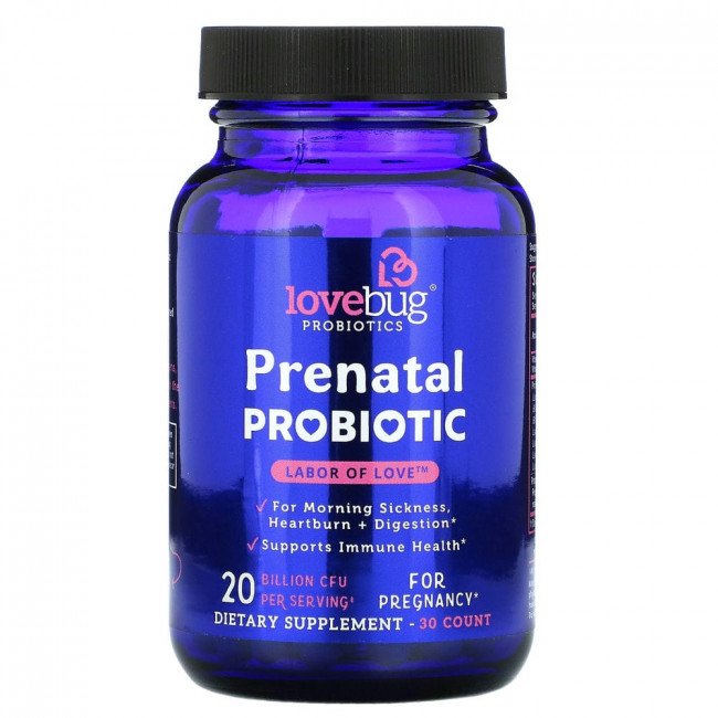 LoveBug Probiotics, пренатальный пробиотик, 20 млрд КОЕ, 30 капсул