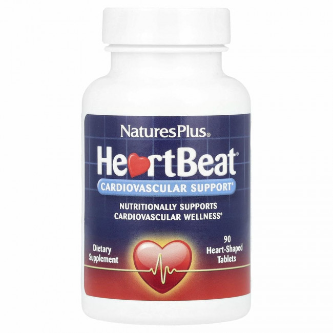 NaturesPlus, HeartBeat, поддержка сердечно-сосудистой системы, 90 таблеток в форме сердца