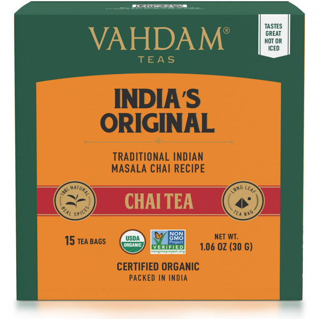 Vahdam Teas, оригинальный индийский чай масала, 15 чайных пакетиков, 30 г (1,06 унции) Vahdam Teas, оригинальный индийский чай масала, 15 чайных пакетиков, 30 г (1,06 унции)