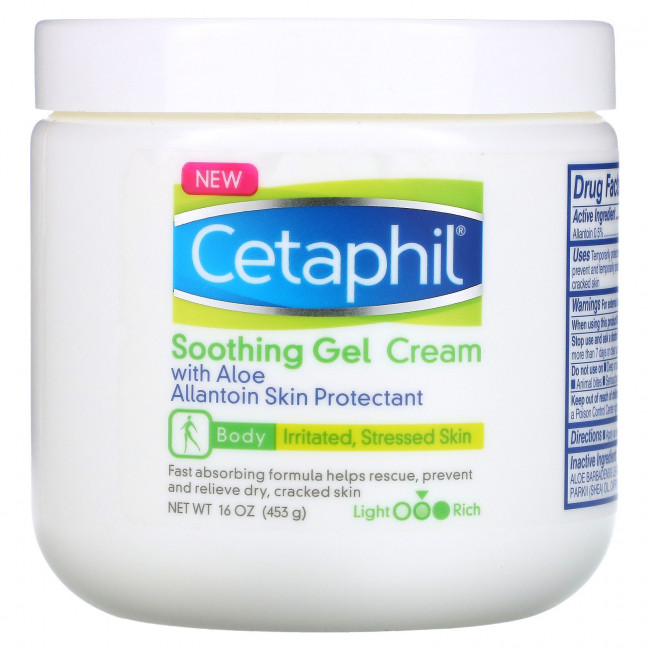 Cetaphil, Успокаивающий гель-крем с алоэ, средний, без отдушек, 453 г (16 унций) Cetaphil, Успокаивающий гель-крем с алоэ, средний, без отдушек, 453 г (16 унций)