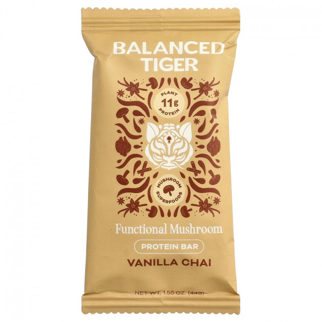 Balanced Tiger, протеиновый батончик со вкусом ванильного чая, 12 батончиков по 44 г каждый.