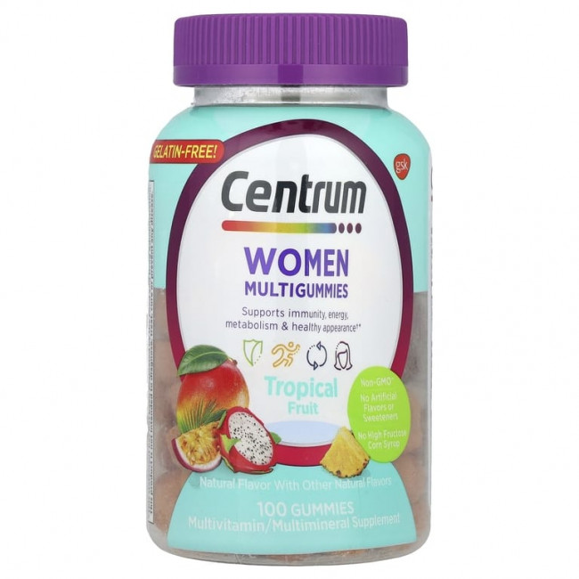 Centrum, Мультивитамины для женщин, тропические фрукты, 100 жевательных таблеток Centrum, Мультивитамины для женщин, тропические фрукты, 100 жевательных таблеток