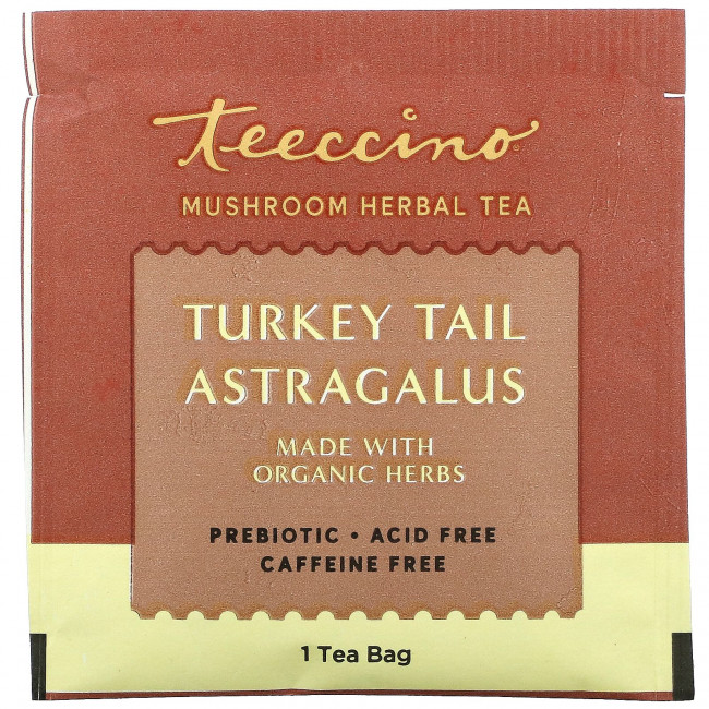 Teeccino, Mushroom Herbal Tea, Turkey Tail Astragalus, 10 Tea Bags, 2.12 oz (60 g) Teeccino, Mushroom Herbal Tea, Turkey Tail Astragalus, 10 Tea Bags, 2.12 oz (60 g)