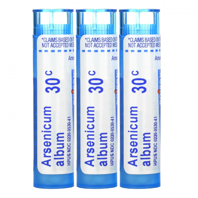 Boiron, Arsenicum, Средство от диареи и рвоты, гранулы Meltaway, 30C, 3 пробирки, 80 гранул в каждой