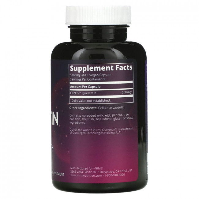 MRM, Nutrition, кверцетин, 60 веганских капсул MRM, Nutrition, кверцетин, 60 веганских капсул