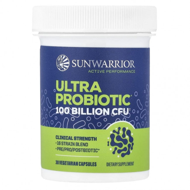 Sunwarrior, ультрапробиотик, 30 вегетарианских капсул