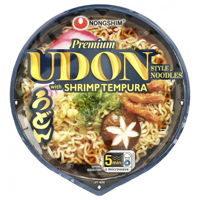 Лапша быстрого приготовления Nongshim, премиум-класса в стиле удон с креветками темпура, 114 г (4,02 унции)
