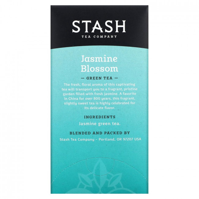 Stash Tea, Цветок жасмина, зеленый чай, 20 чайных пакетиков, 1,3 унции (38 г)