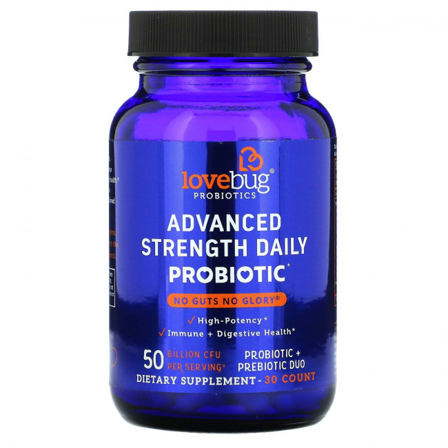 LoveBug Probiotics, Advanced Strength, пробиотик для ежедневного приема, 50 млрд КОЕ, 30 штук LoveBug Probiotics, Advanced Strength, пробиотик для ежедневного приема, 50 млрд КОЕ, 30 штук