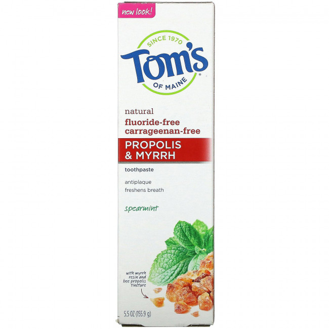 Tom's of Maine, зубная паста с прополисом и миррой, без фторида, мята, 155,9 г (5,5 унции) Tom's of Maine, зубная паста с прополисом и миррой, без фторида, мята, 155,9 г (5,5 унции)