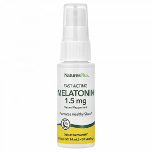 NaturesPlus, InstaNutrient, добавка с мелатонином в форме спрея, натуральная перечная мята, 59,14 мл (2 жидких унции)
