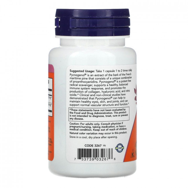 NOW Foods, Pycnogenol, 100 мг, 60 растительных капсул