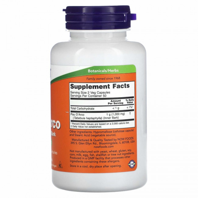 NOW Foods, Pau D'Arco`` 100 растительных капсул NOW Foods, Pau D'Arco`` 100 растительных капсул