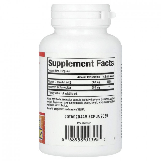 Natural Factors, C Extra с кверцетином, 60 капсул, которые легко глотать