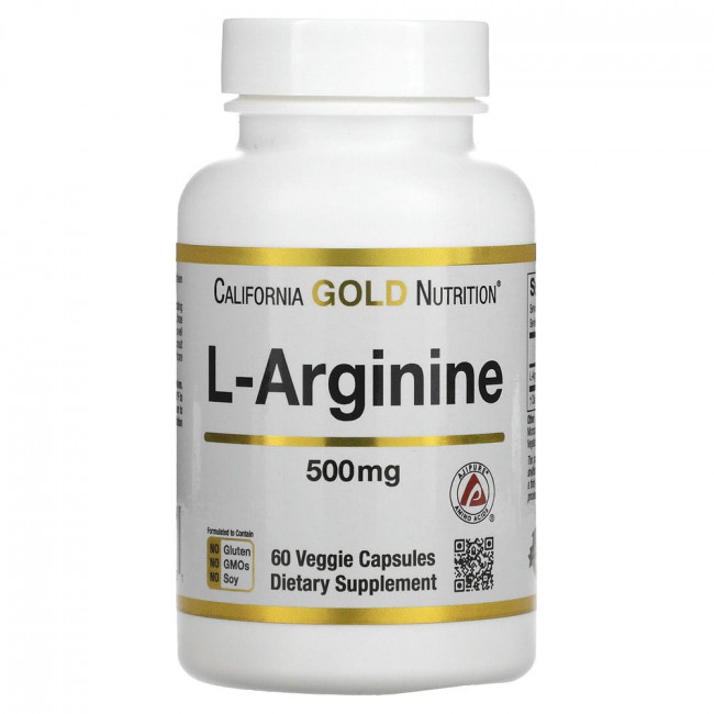 California Gold Nutrition, AjiPure, L-аргинин, 500 мг, 60 растительных капсул California Gold Nutrition, AjiPure, L-аргинин, 500 мг, 60 растительных капсул