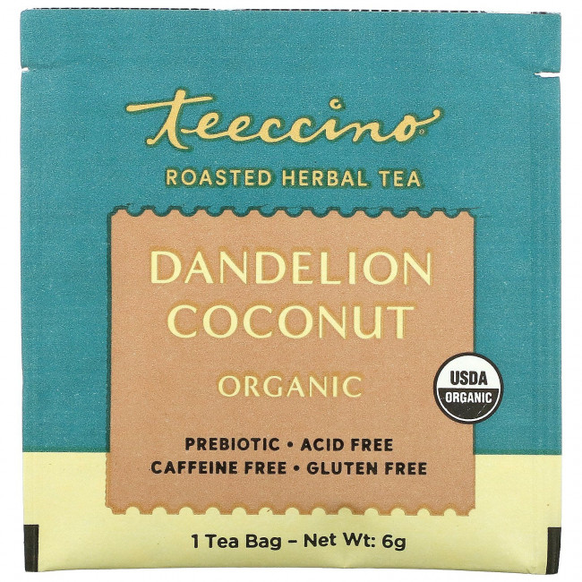 Teeccino, Органический жареный травяной чай, одуванчик и кокос, без кофеина, 10 чайных пакетиков, 2,12 унции (60 г) Teeccino, Органический жареный травяной чай, одуванчик и кокос, без кофеина, 10 чайных пакетиков, 2,12 унции (60 г)