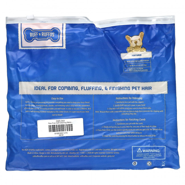 Ruff 'N Ruffus, Набор для ухода за кошками и собаками, синий, 1 ручка с силиконовым гелем Ruff 'N Ruffus, Набор для ухода за кошками и собаками, синий, 1 ручка с силиконовым гелем