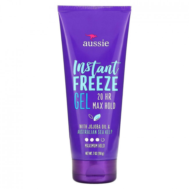 Aussie, Instant Freeze Gel, гель для укладки волос с маслом австралийского жожоба и бурыми водорослями, максимальная фиксация, 198 г (7 унций)