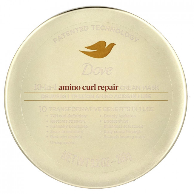 Крем-маска для восстановления кудрей Dove Amino Curl Repair 10 в 1, 260 г (9,2 унции)