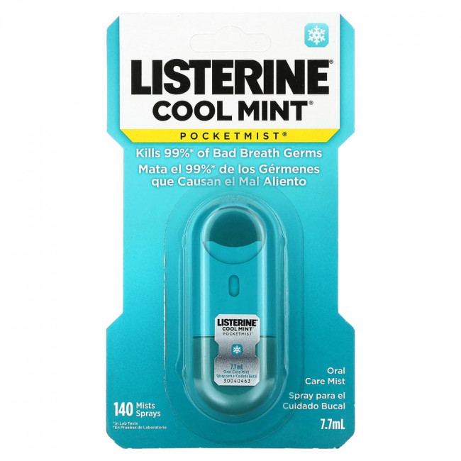 Listerine, PocketMist, Cool Mint, 140 распылений, 7,7 мл (товар снят с производства)