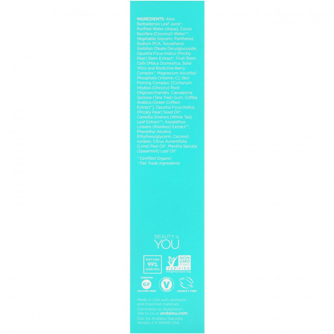 Andalou Naturals, Подтягивающий тоник с кокосовой водой, для охлаждения, 178 мл (6 жидких унций)