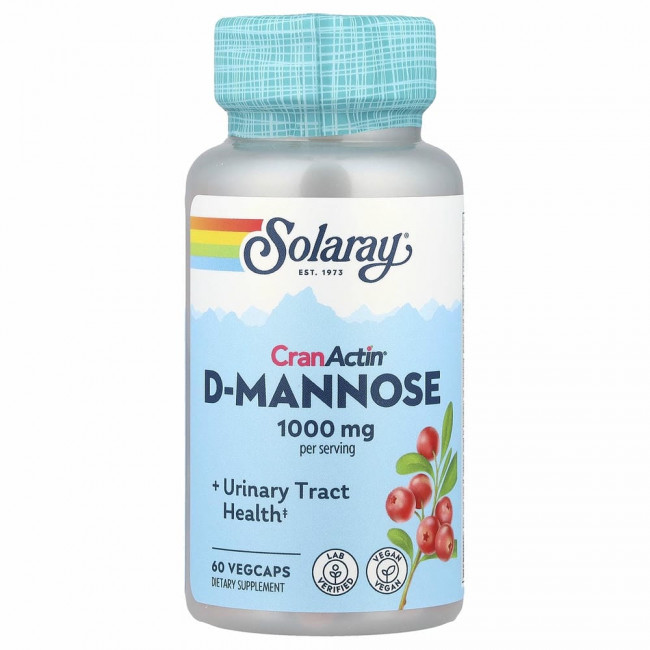 Solaray, D-манноза с CranActin, для здоровья мочевыводящих путей, 60 капсул