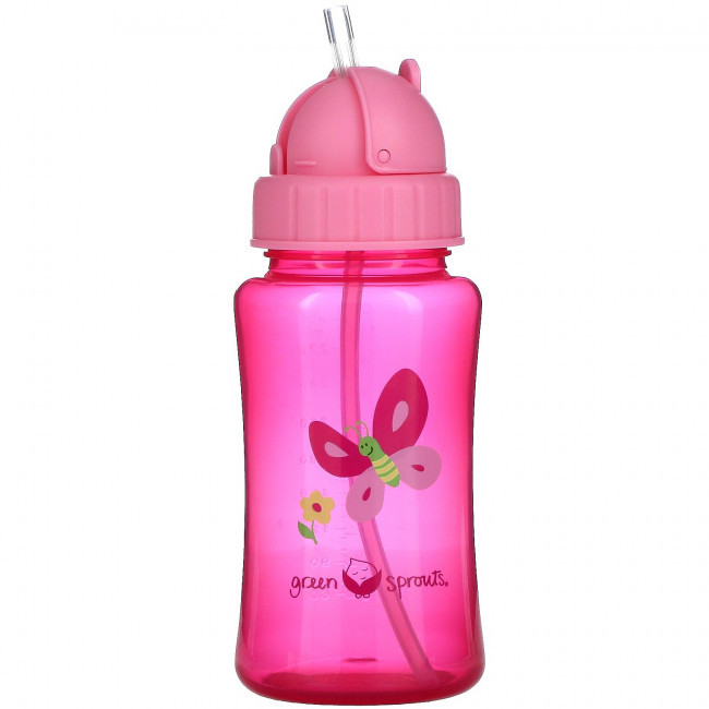 Green Sprouts, Straw Bottle, Pink Green Sprouts, Straw Bottle, Pink