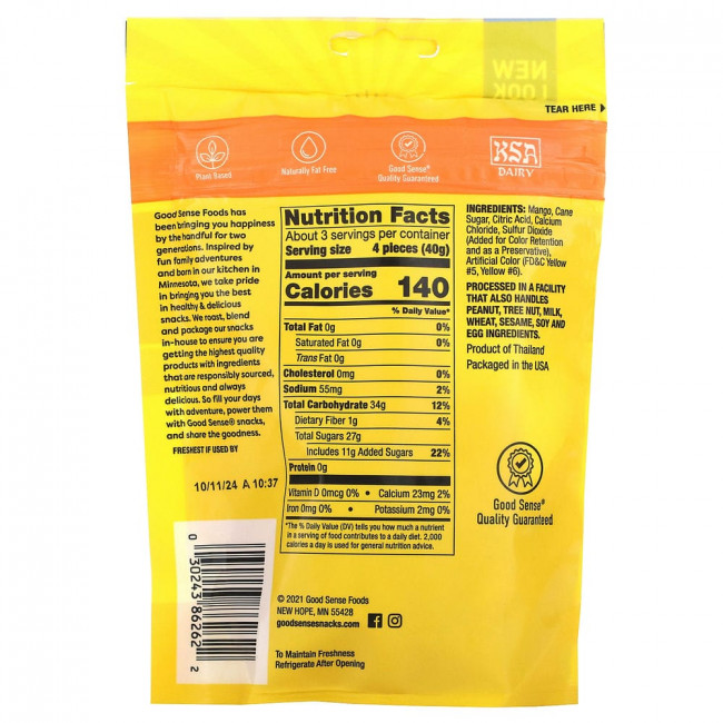 Good Sense, Mango, Dried & Sweetened, 4.5 oz (128 g)