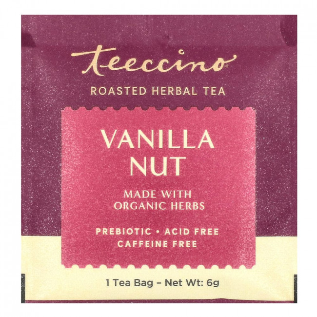 Teeccino, обжаренный травяной чай, ванильно-ореховый вкус, без кофеина, 25 чайных пакетиков, 150 г (5,3 унции) Teeccino, обжаренный травяной чай, ванильно-ореховый вкус, без кофеина, 25 чайных пакетиков, 150 г (5,3 унции)
