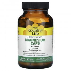 Country Life, Target-Mins, магний в капсулах, 300 мг, 120 вегетарианских капсул Country Life, Target-Mins, магний в капсулах, 300 мг, 120 вегетарианских капсул