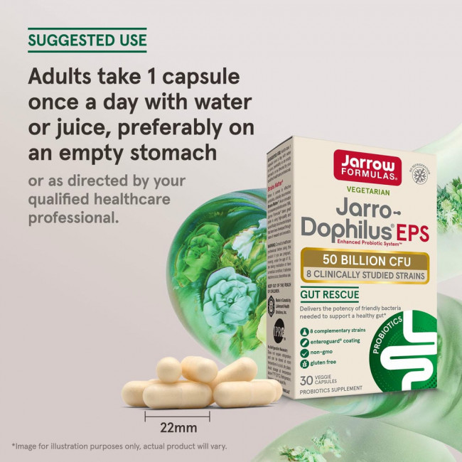 Jarrow Formulas, Jarro-Dophilus EPS, 50 млрд, 30 вегетарианских капсул Enteroguard