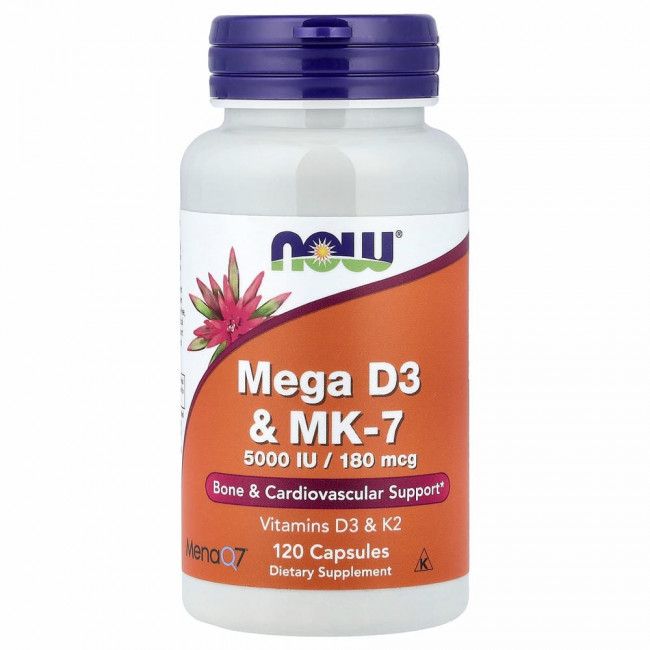 NOW Foods, Mega D-3 и MK-7, 120 капсул