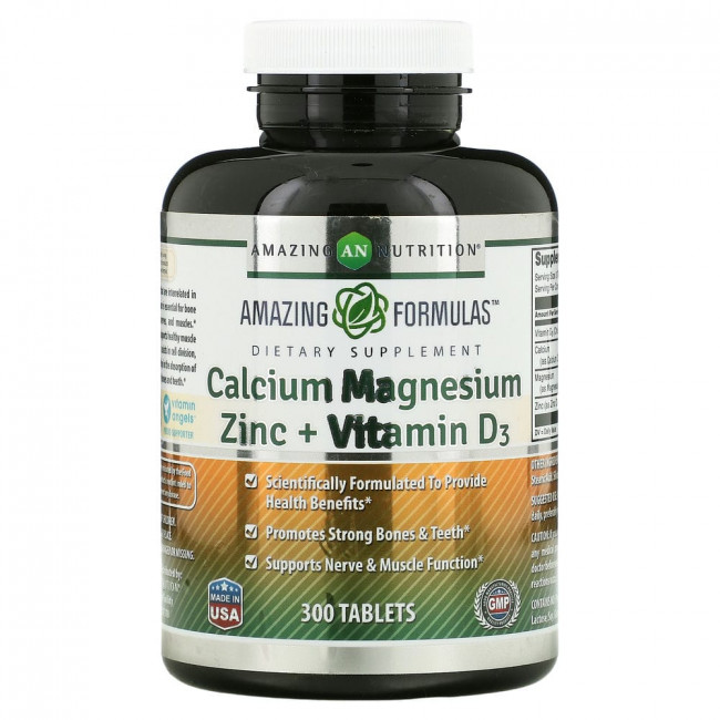 Amazing Nutrition, Кальций, магний и цинк + витамин D3, 300 таблеток Amazing Nutrition, Кальций, магний и цинк + витамин D3, 300 таблеток